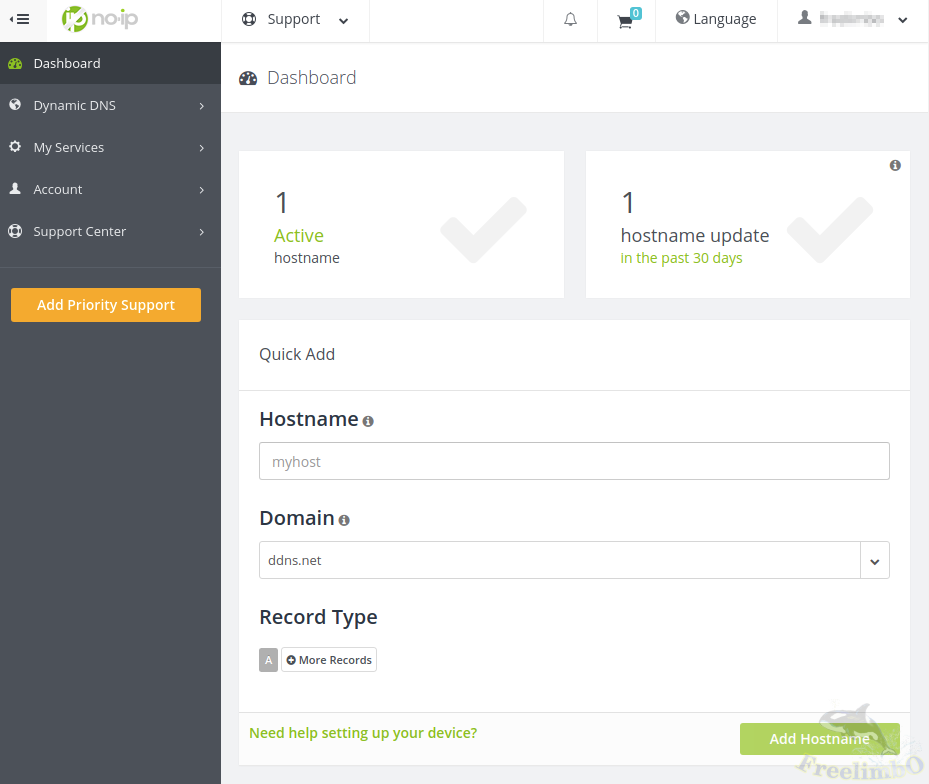 no-ip dashboard